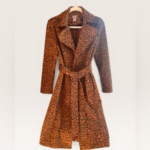 Chico’s Faux Suede Leopard Trenchcoat